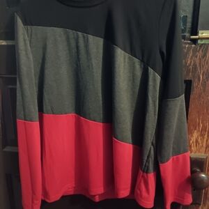 SHEIN Tri-Tone Black, Gray, and Red Blouse